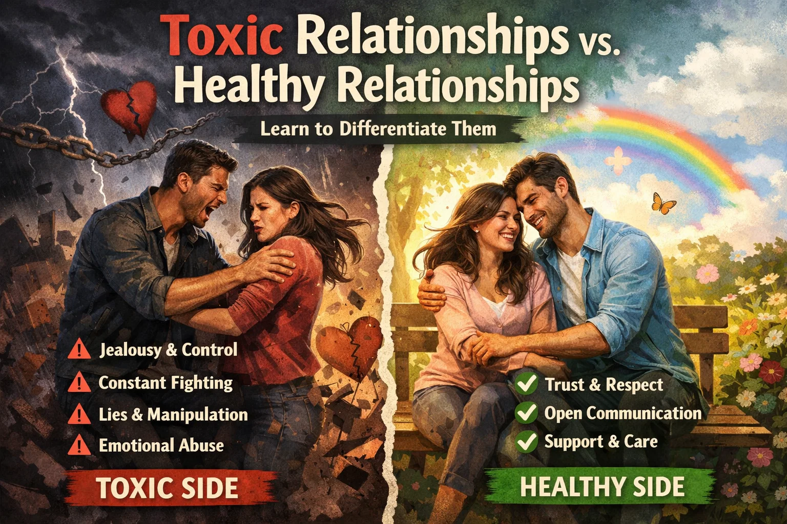 Toxic relationships vs. healthy relationships: learn to differentiate them