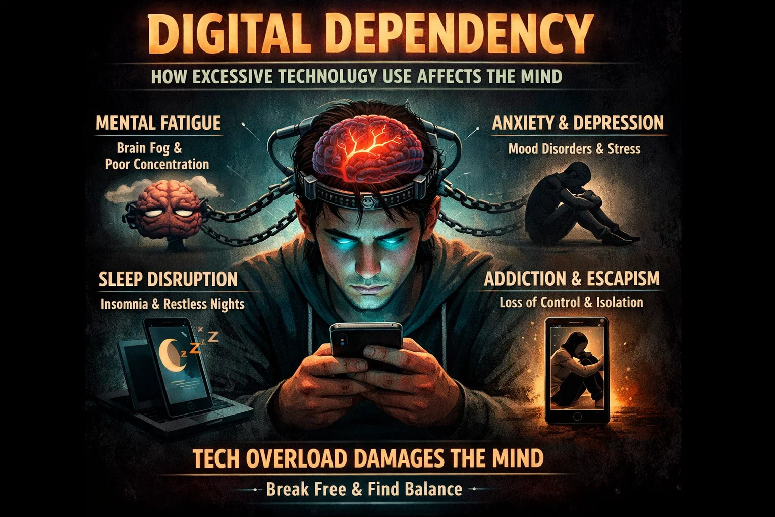 Digital addiction: how excessive technology use affects the mind.